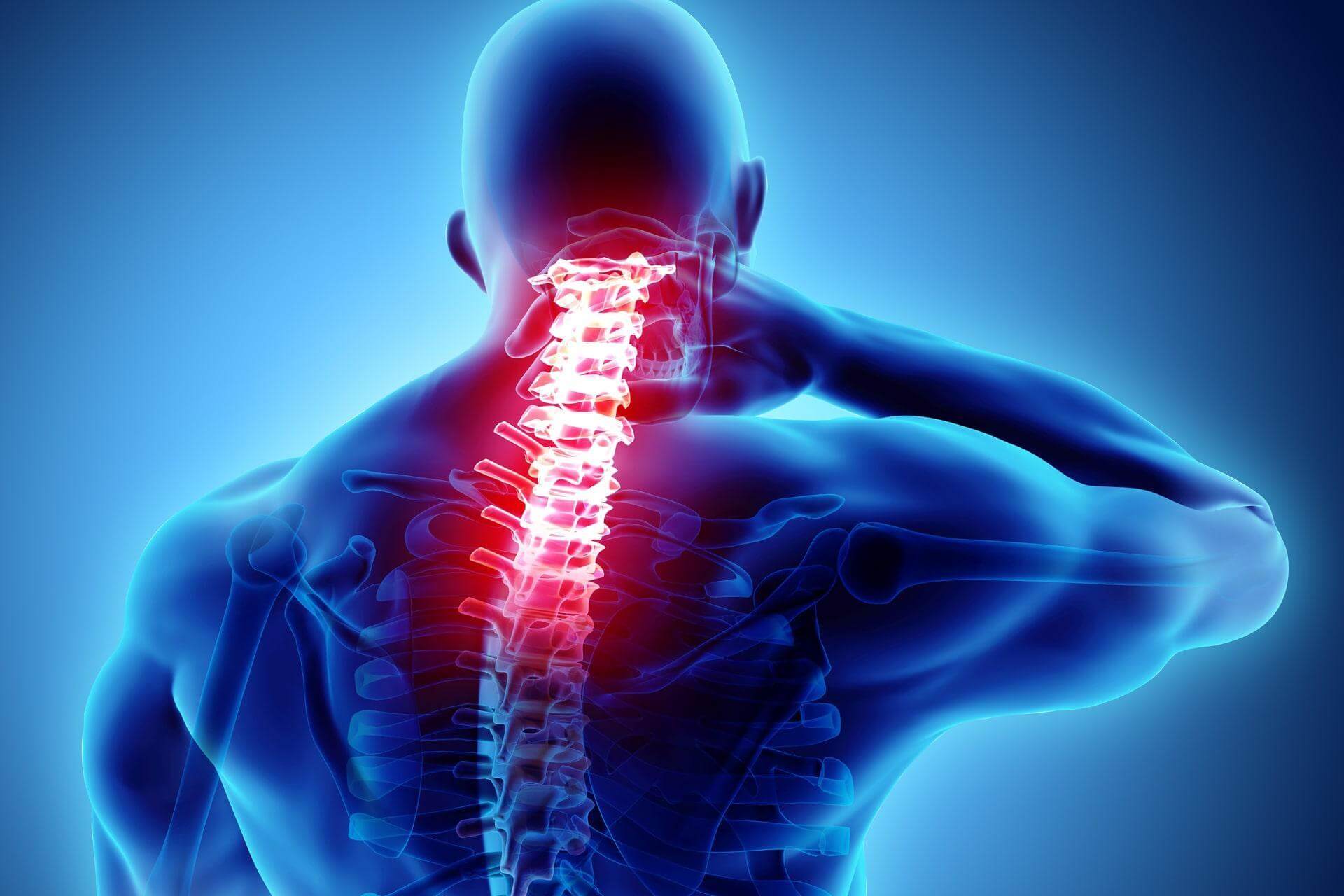 Person holding their neck in discomfort
