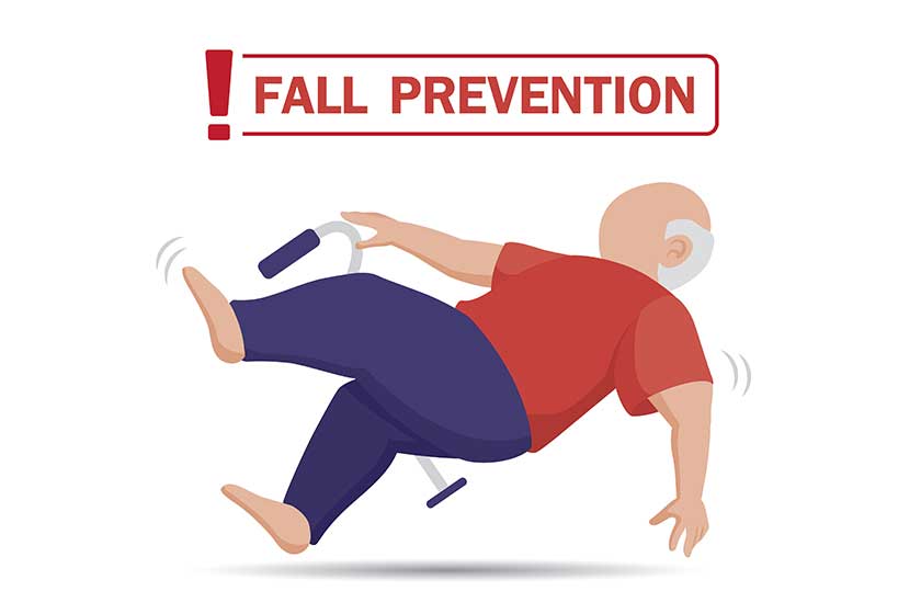 Senior person carefully walking with a physiotherapist